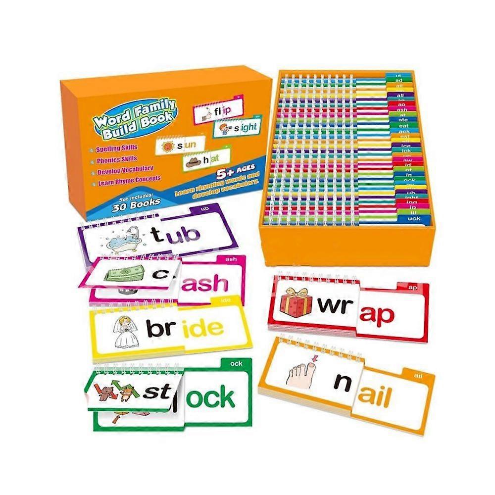 30読んで韻を踏むフリップブック、ABC語彙フラッシュカード教育読書ゲーム