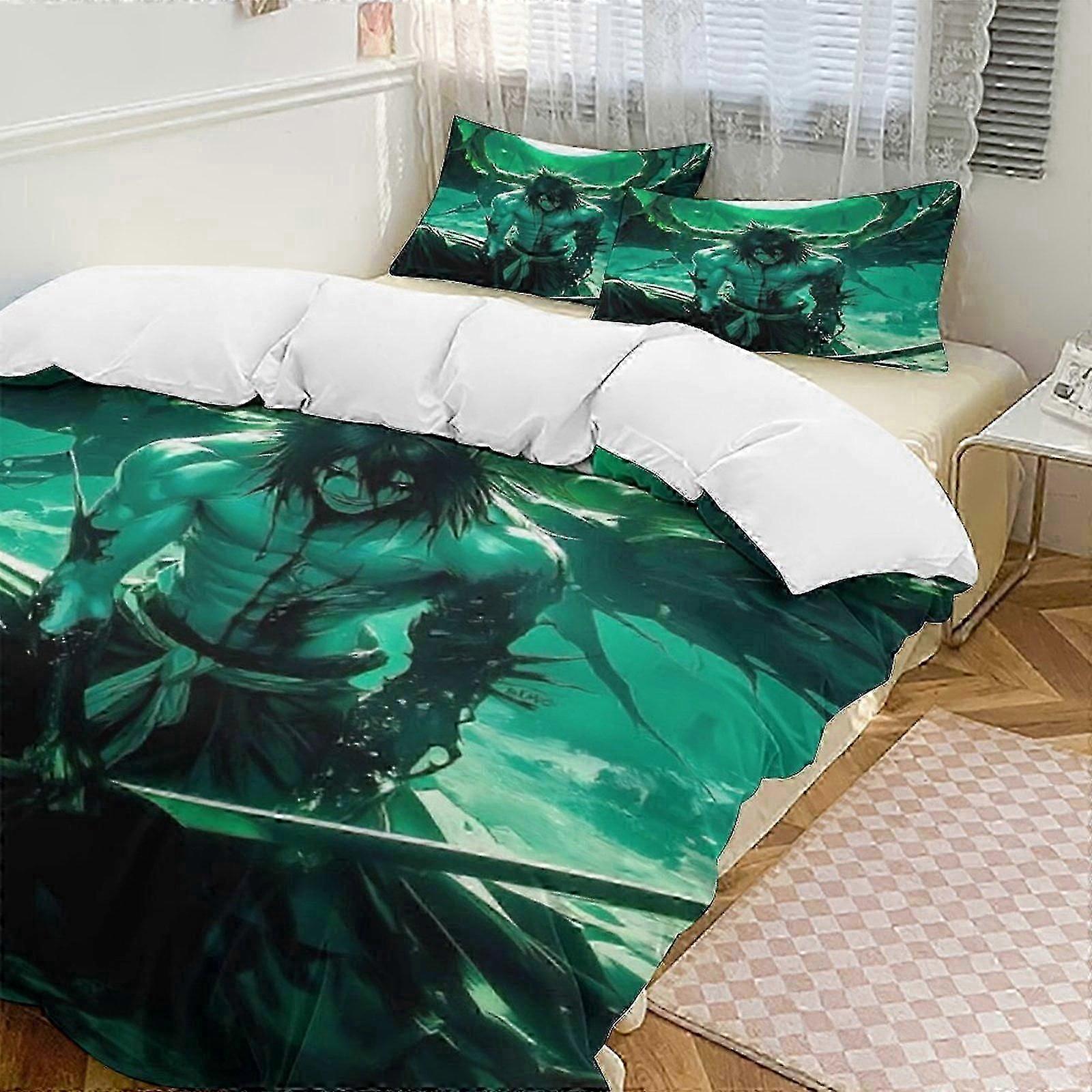 n1637 ملاءات سرير بليه أنيمي سرير منزلي طقم 3 قطع ، خفيف الوزن ومريح (1 غطاء لحاف و 2 غطاء وسادة) ملاءات سرير iiv1637