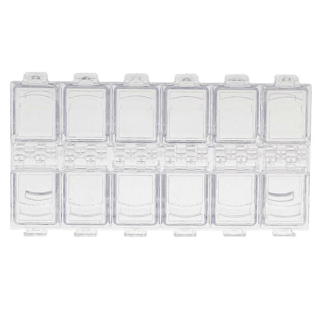 Transparent Tips Rhinestone Empty Storage Container Box Case -12 Compartments