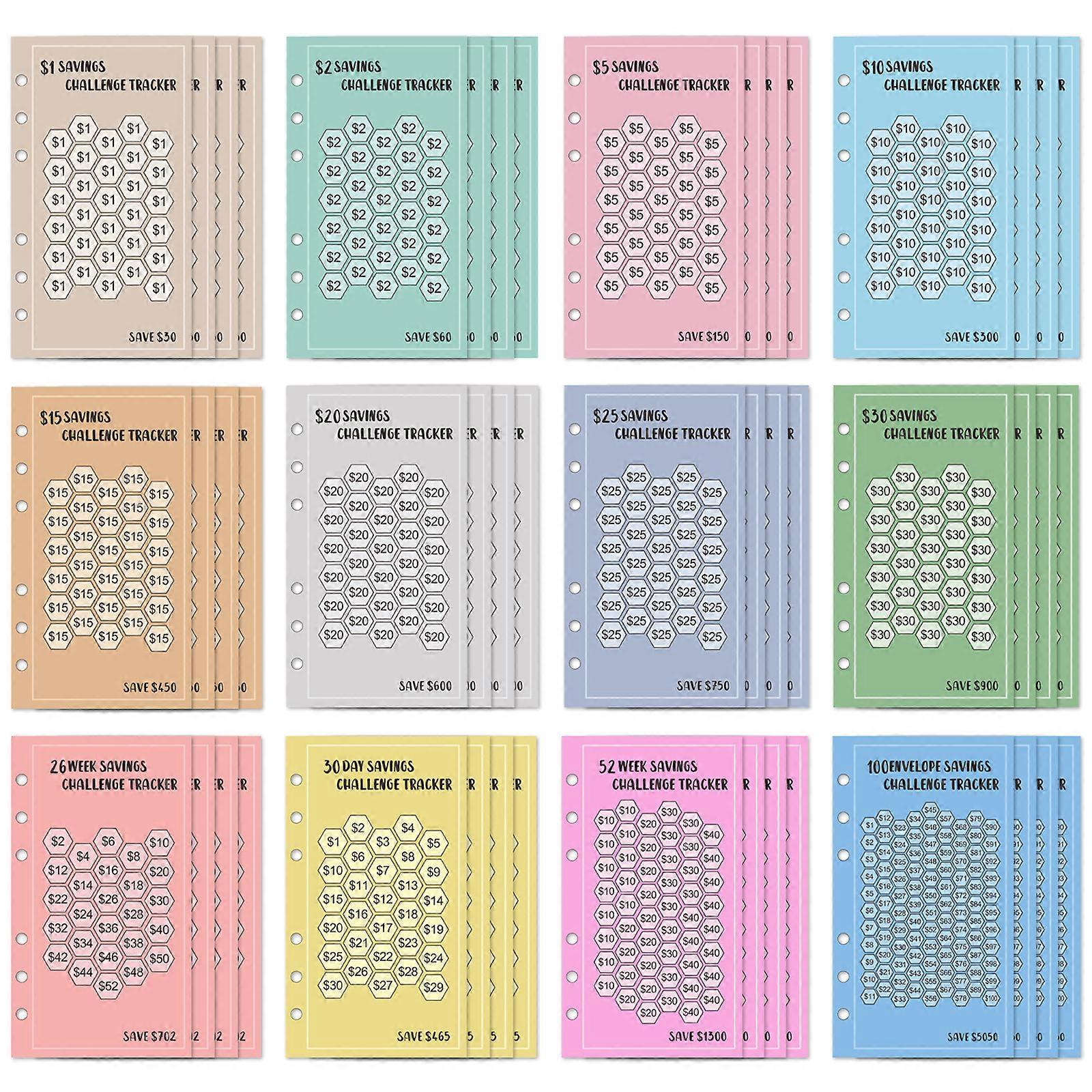 A 6 48 Sheets 52 Weeks Save Challenge Envelopes Save Money Euros USD Envelopes Budget Planner Easy to Save for Family