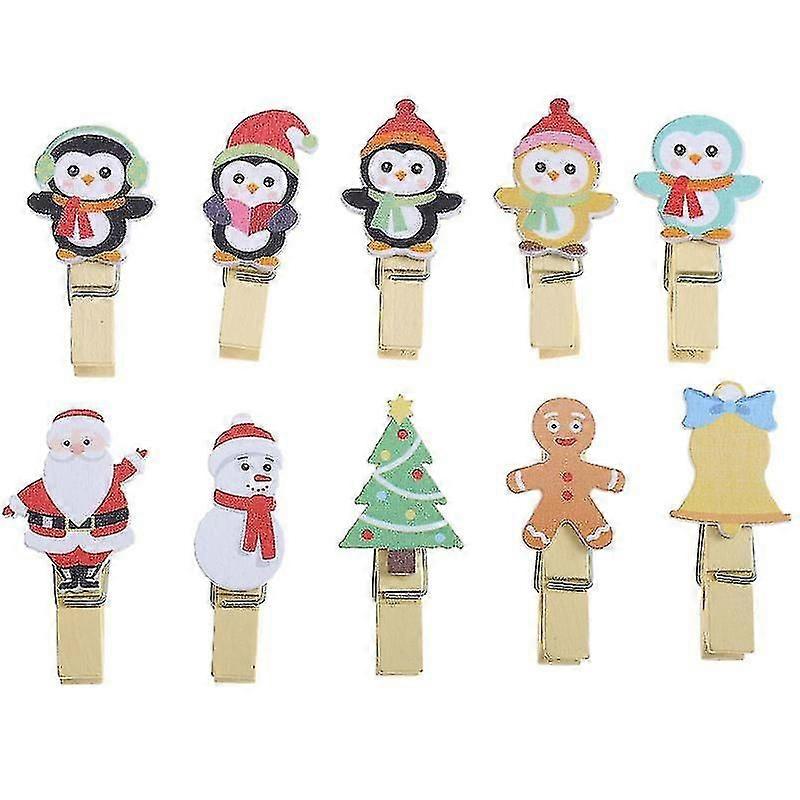 40pcs Christmas Wood Clips
