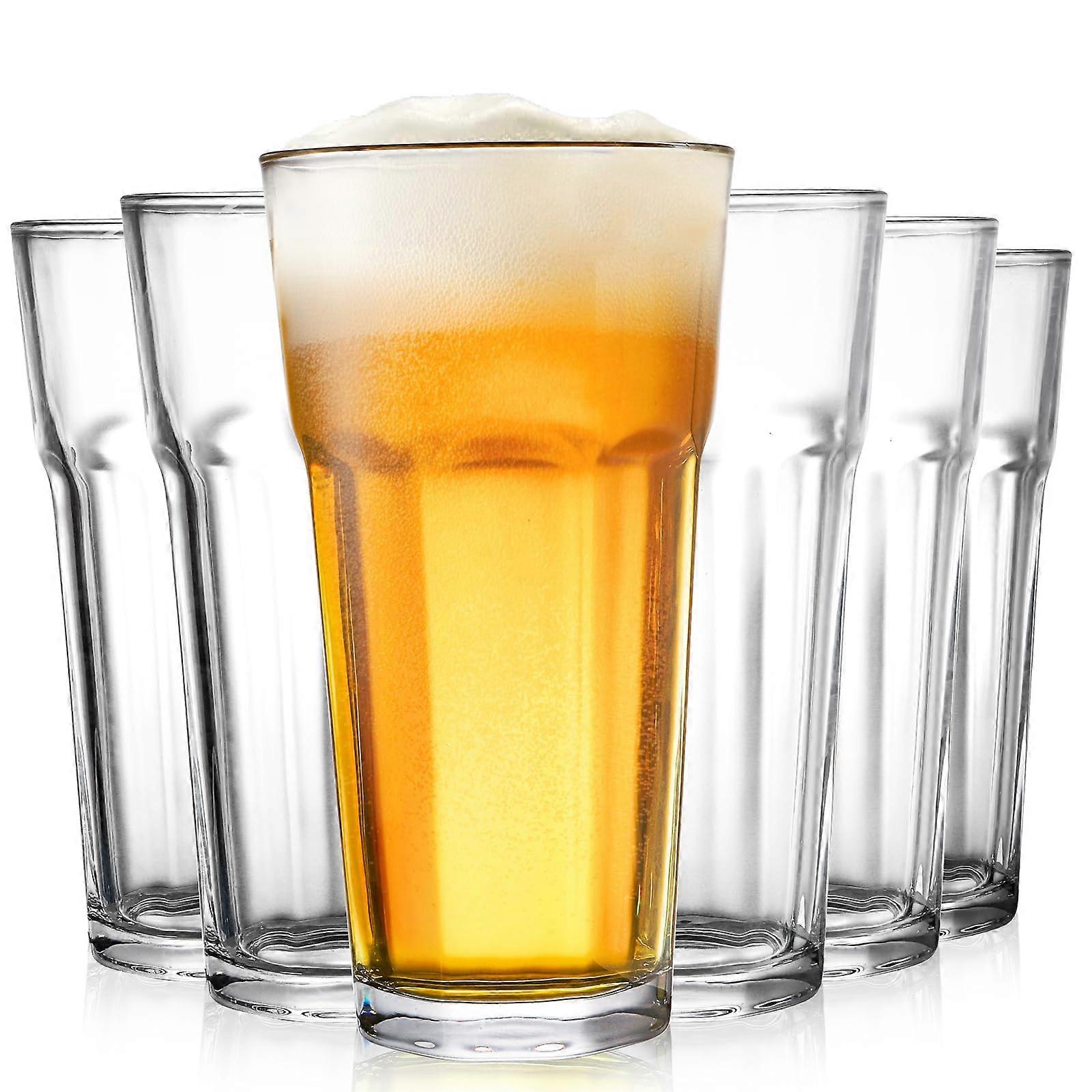 6 Drinking Glasses Thick Tempered Lead-Free for Juice and 16oz