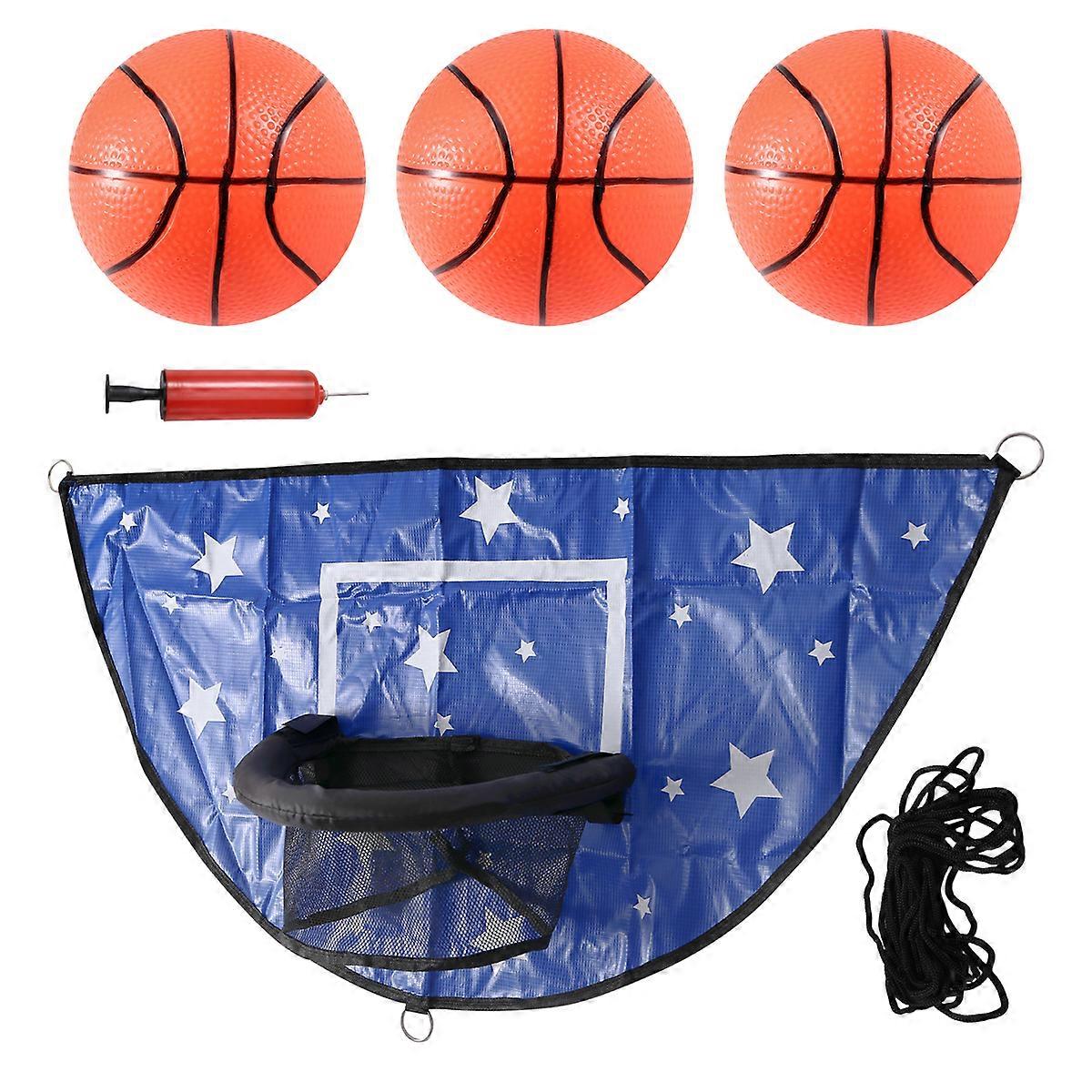 Trampoline Basketball Hoop Set for Kids Waterproof Blue