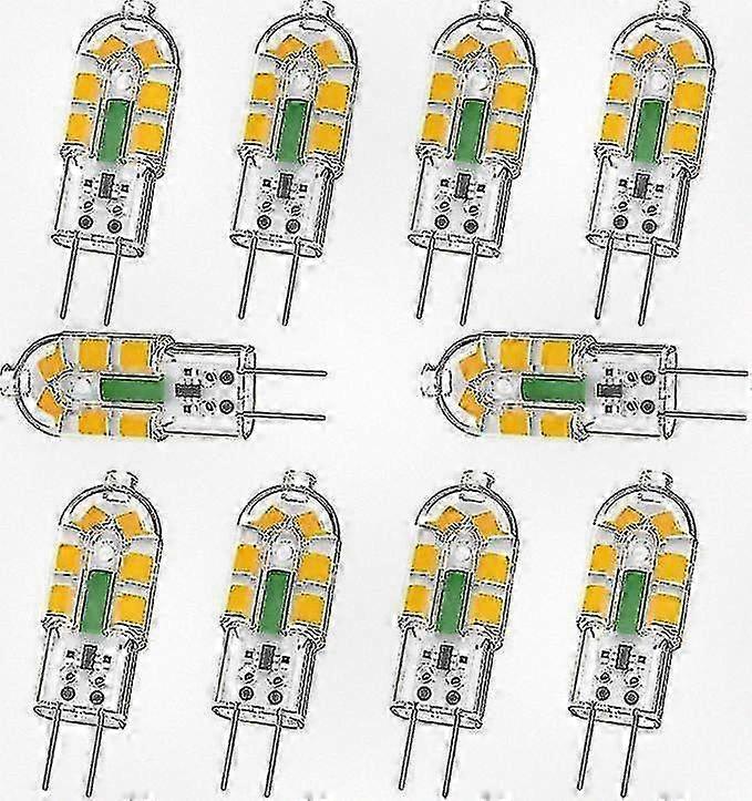 G4 LED Bulb, 2W G4 Light 240 Lumens, Similar to 20W G4 Halogen Lamp, Warm White 3000K, AC/DC 12V, No Flicker, Non-Dimmable, Pack of 10