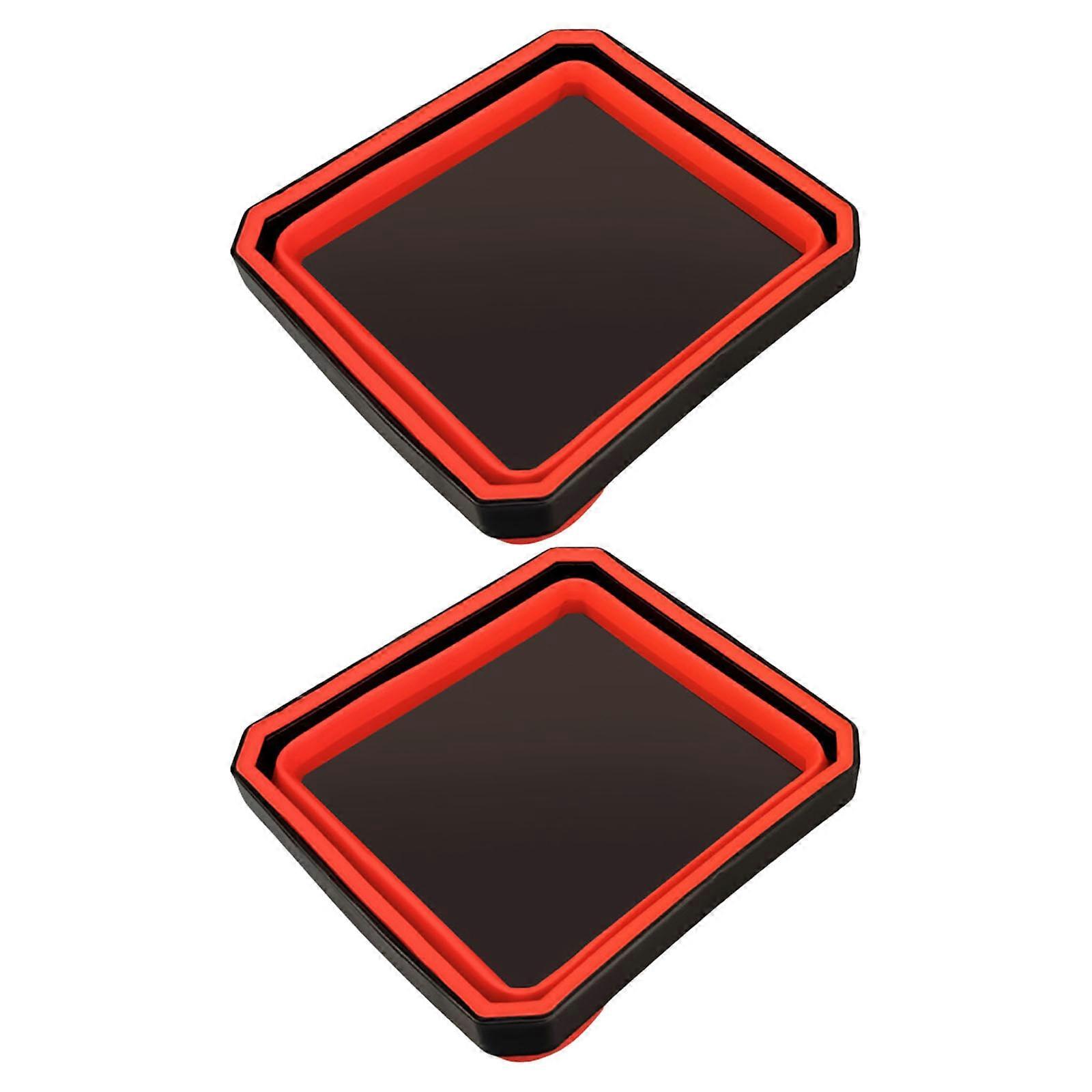 2Pieces Silicone Foldable Magnetic Small Metal Parts Tray Organizers for Secure Storage of Screws and Bolts In Workshops