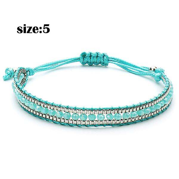 Colorful Crystal Bead Braided Rope Bracelet Jewelry Hand Adjustable Anklet Bracelet Jewelry