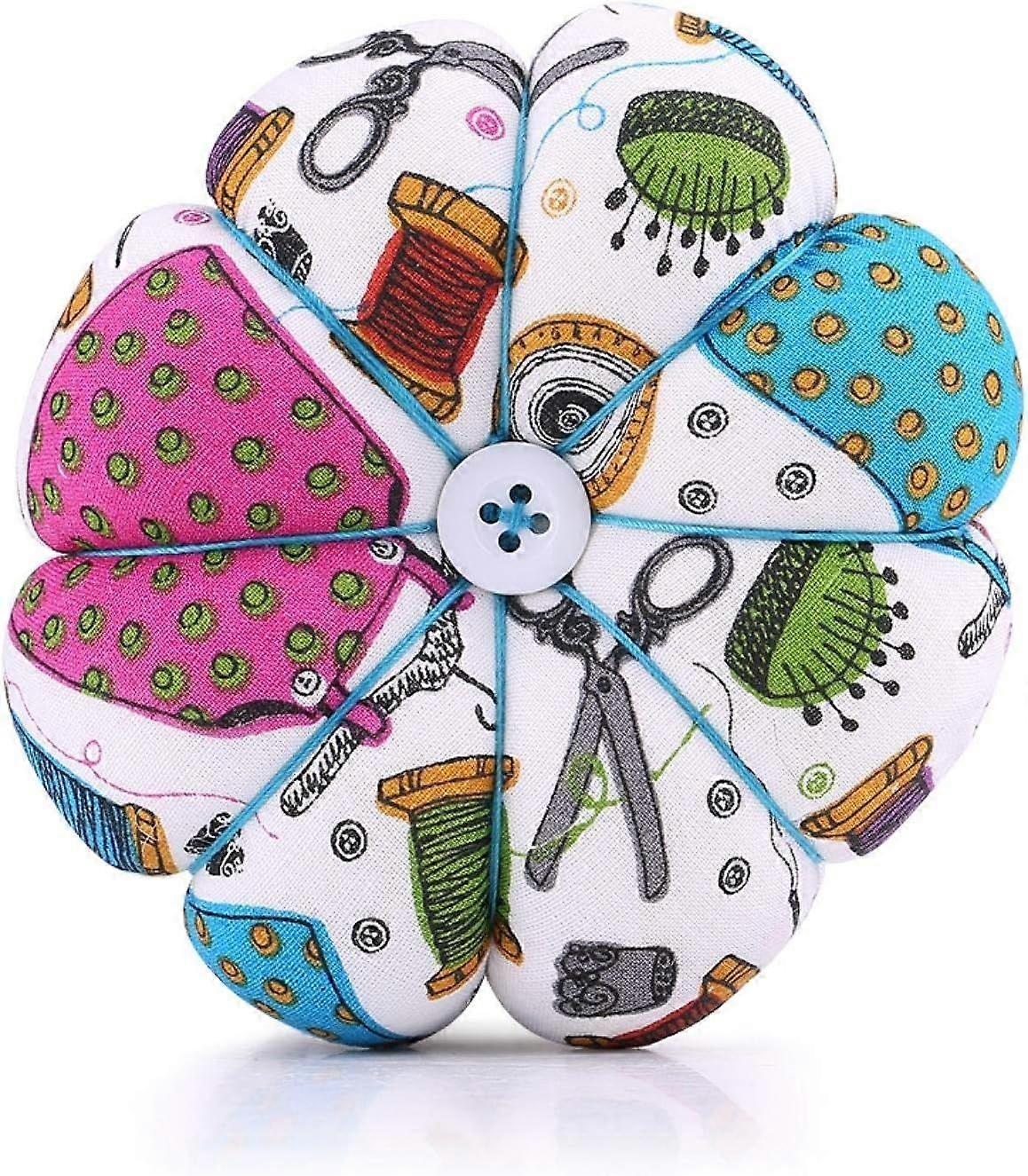 Colorful-1pc Creative Pumpkin Fabric Sewing Pin Cushion with Elasticated Wrist Strap