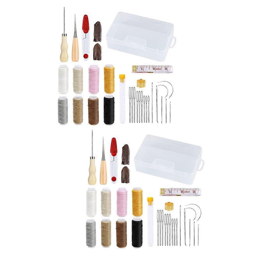 Professional Leather Craft Repair Tool with Waxed Thread, Stitching Awls