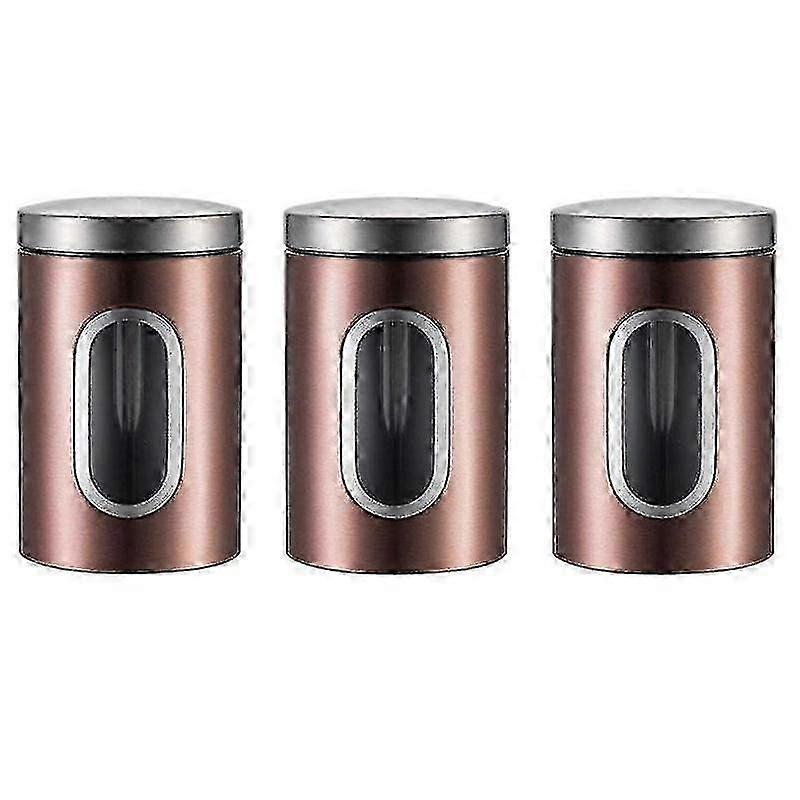 3pcs Tea Coffee Sugar Storage Canisters Jars Pots Kitchen Container Tins