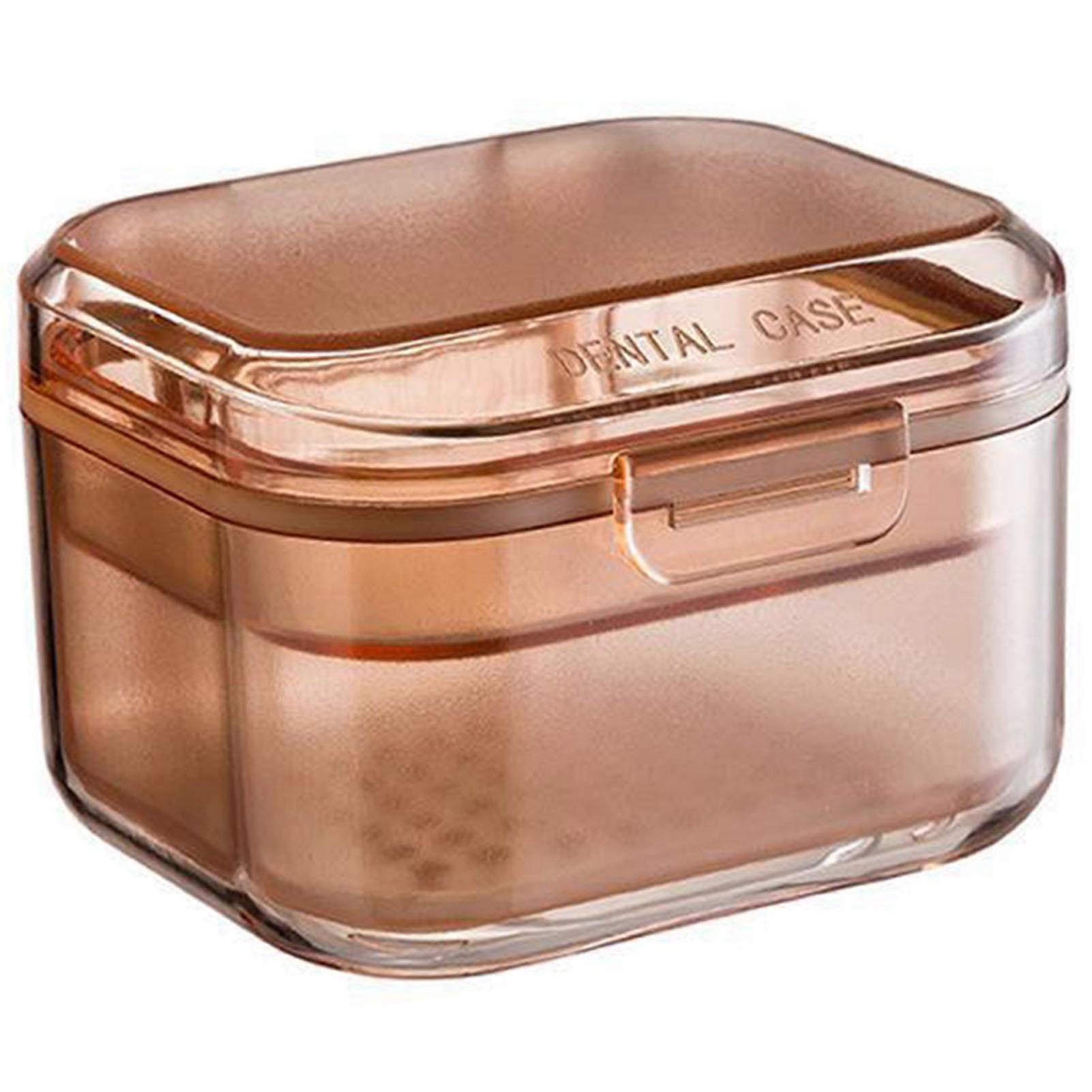 3 Layered Denture Case with Strainer Denture Bath Boxes Small Retainer Cleaner Cases for Storing and Soaking