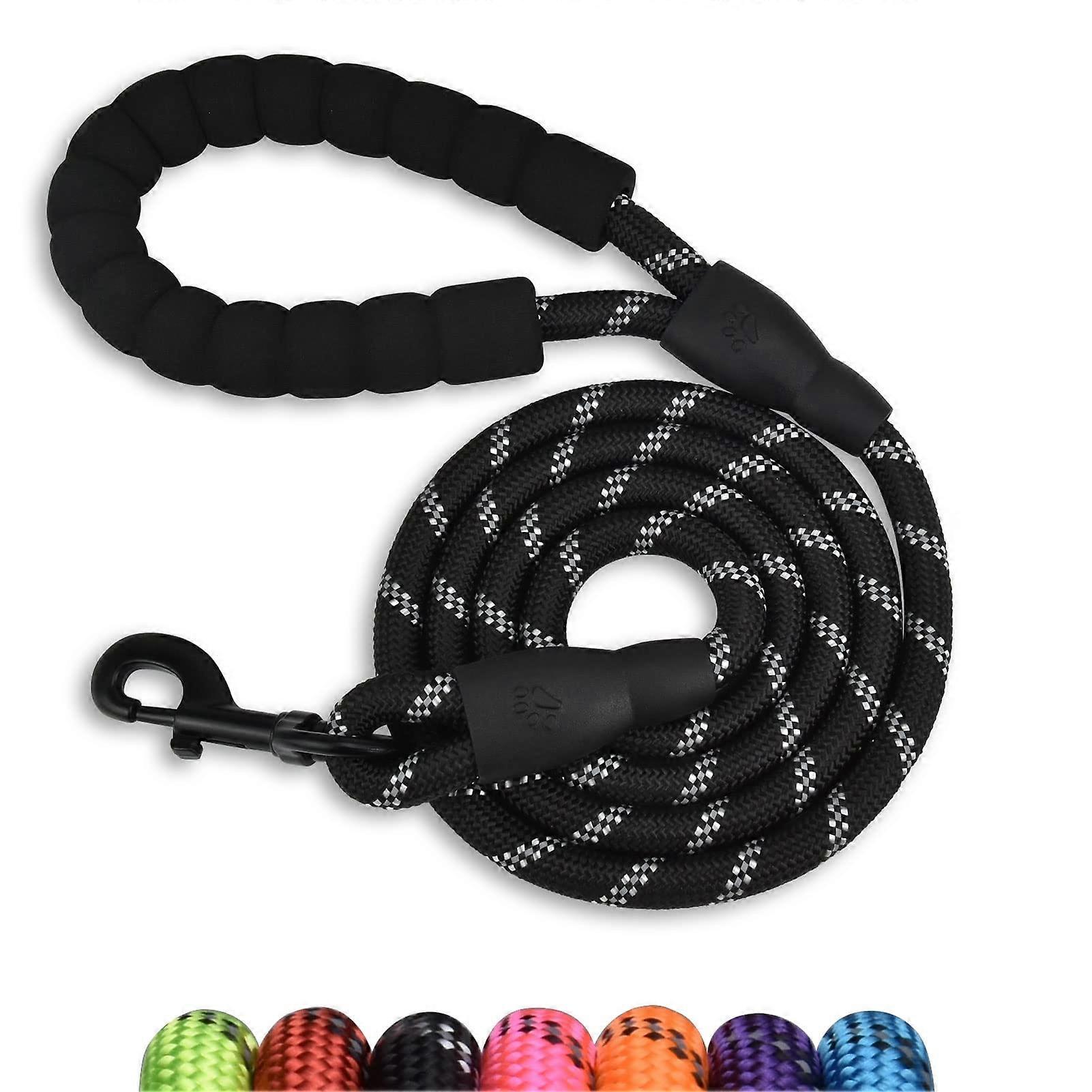 5/6 Ft Soft Padded Dog Leash with Strong Rope, 360 Degree Rotating Metal Buckle for Night Walks
