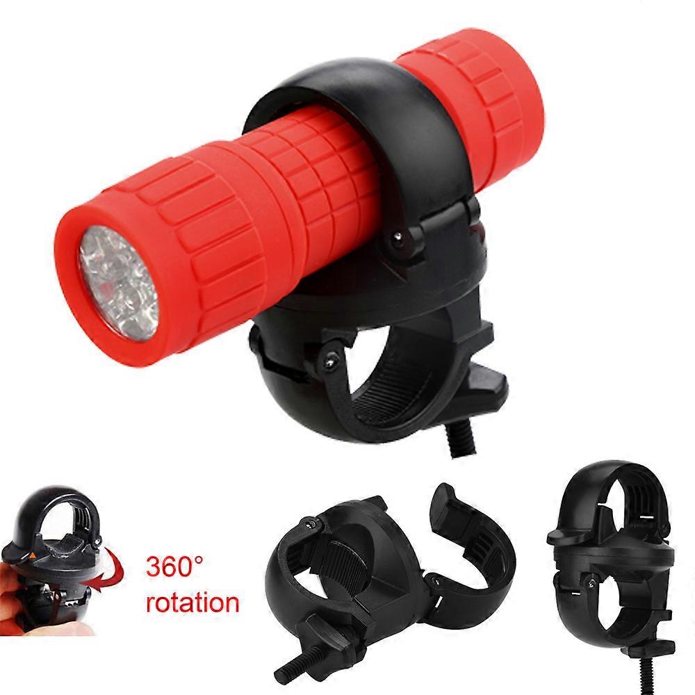 MTB Bike LED Front Flash Light Torch Lamp Mount Clip Bracket °Rotation DD