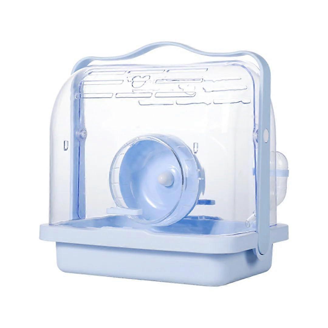 Portable Crystal Travel Cage for Hamsters and Small Animals - 10.67" x 7.99" x 11.10" with Exercise Wheel and Water Bottle