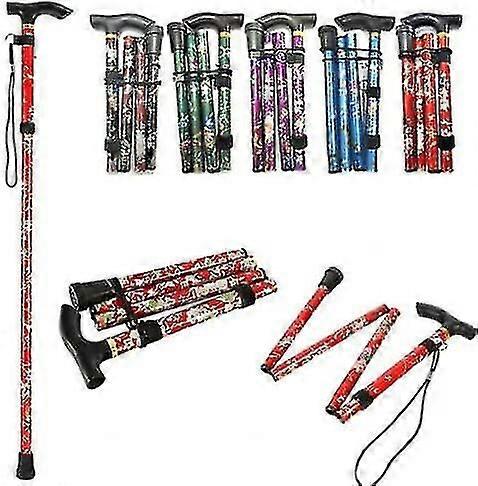 عصا مشي قابلة للطي، مصنوعة من الألومنيوم بتصميم زهور، مناسبة للمشي لمسافات طويلة والتخييم، كما أنها تساعد على الحركة بشكل متين