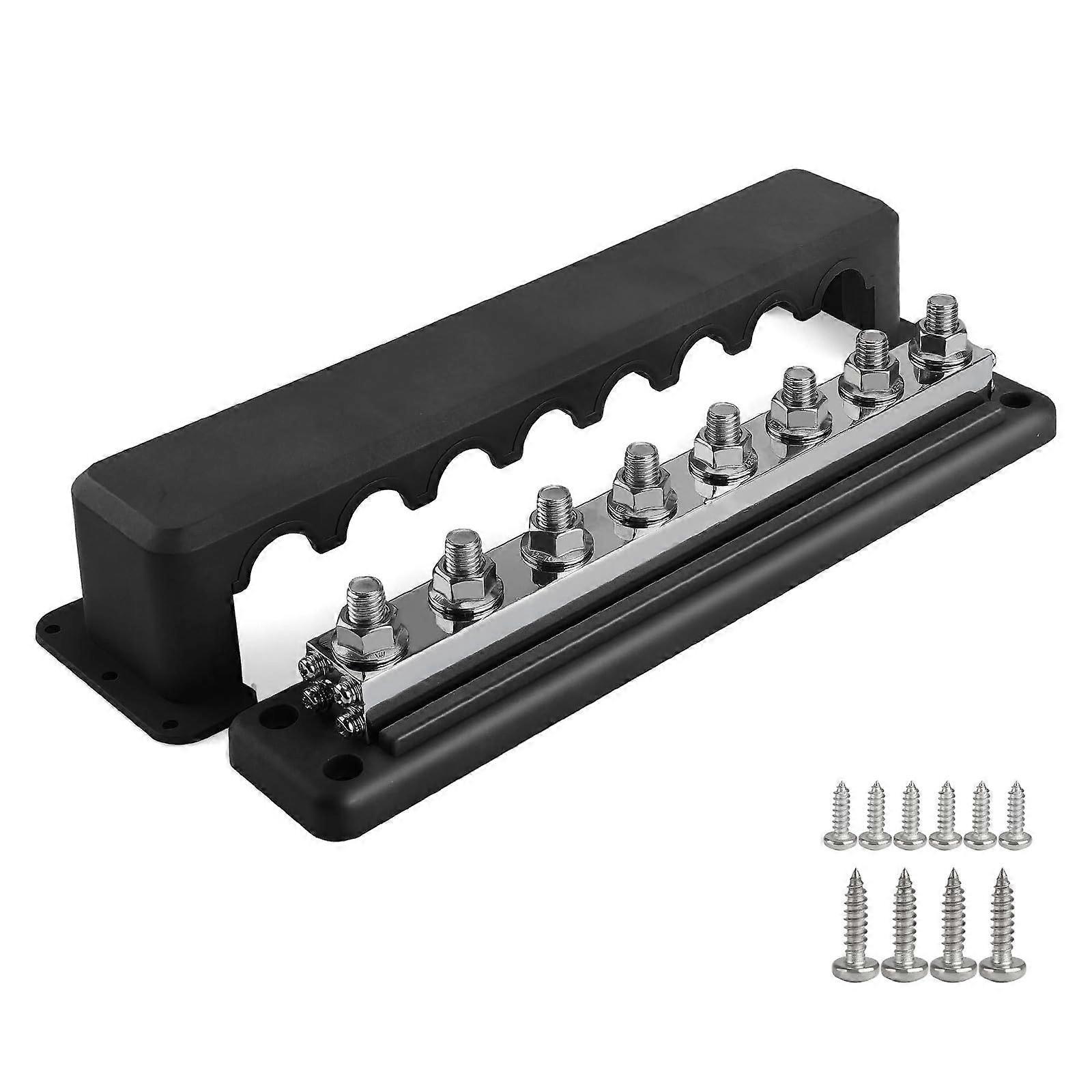 3/8" 8-Circuit Power Distribution Block Bus With 600A Electrical Terminals Block For Marine Car