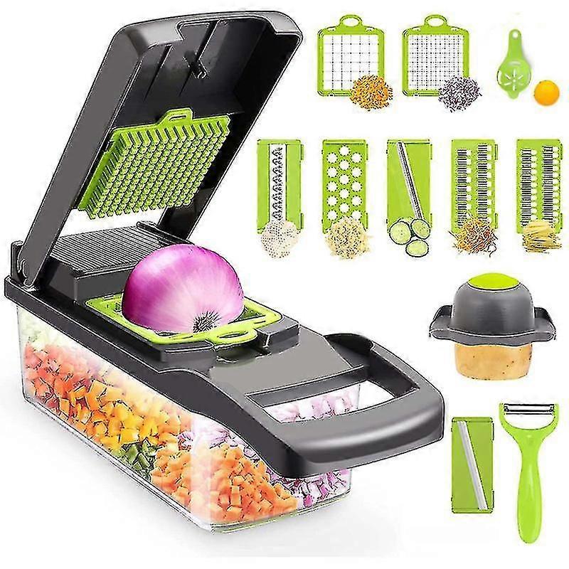 Kitchen Vegetable Cutter, Dicing Device, Potato Shredder, Grater, Kitchen Gadget, 14-piece Set