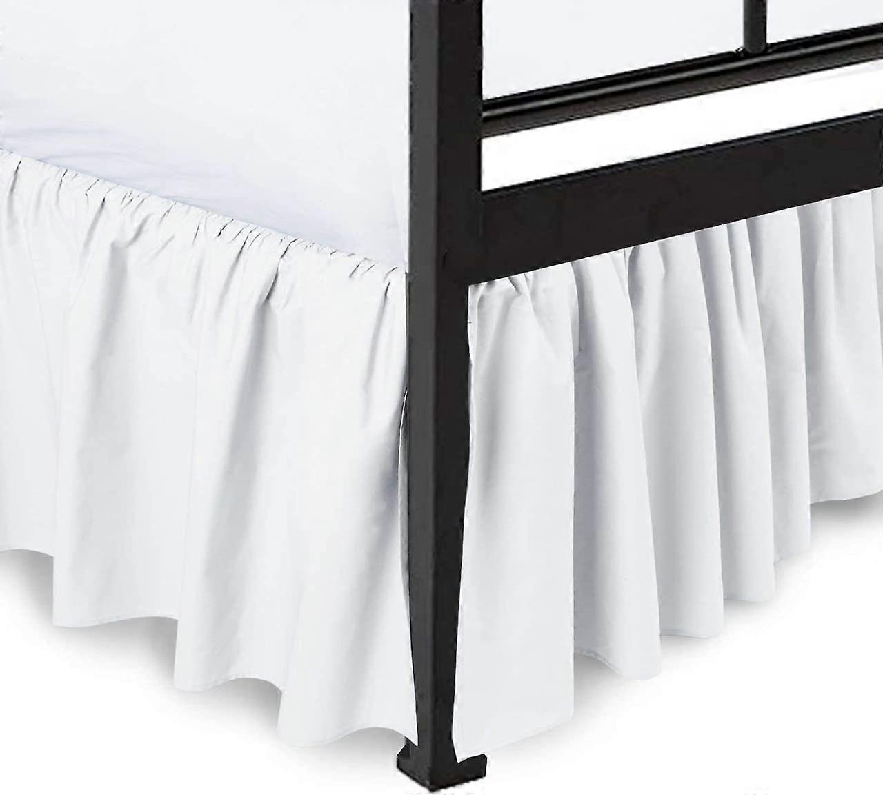 Dust Ruffle Bed Skirt Queen Size 60 x 80 Inches 1000 Thread Count Egyptian Cotton 22 Inch Drop Length White