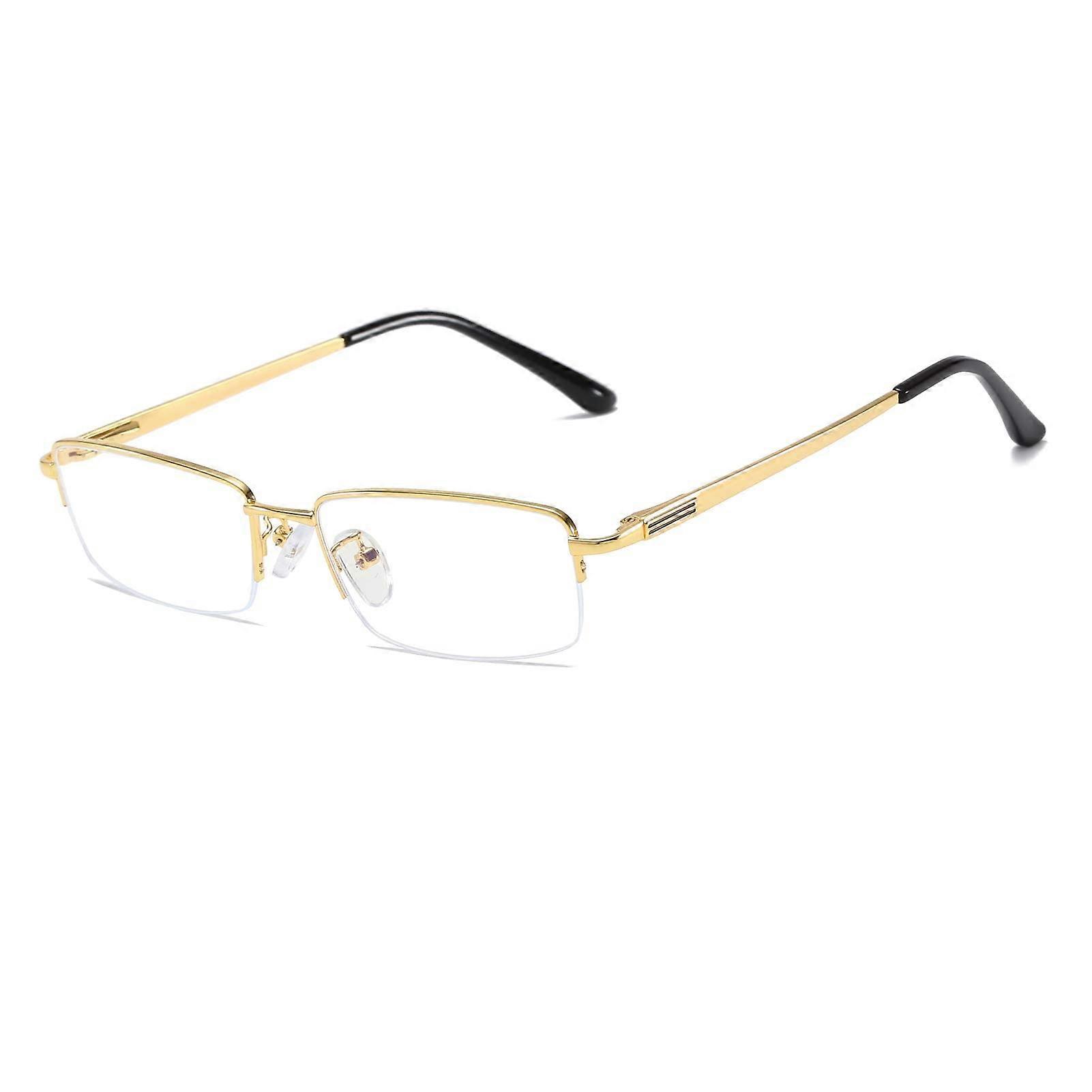 Half Rimless Metal Eyewear Frames with Blue Light Blocking Transparent Lenses for Business Use in Professional Style