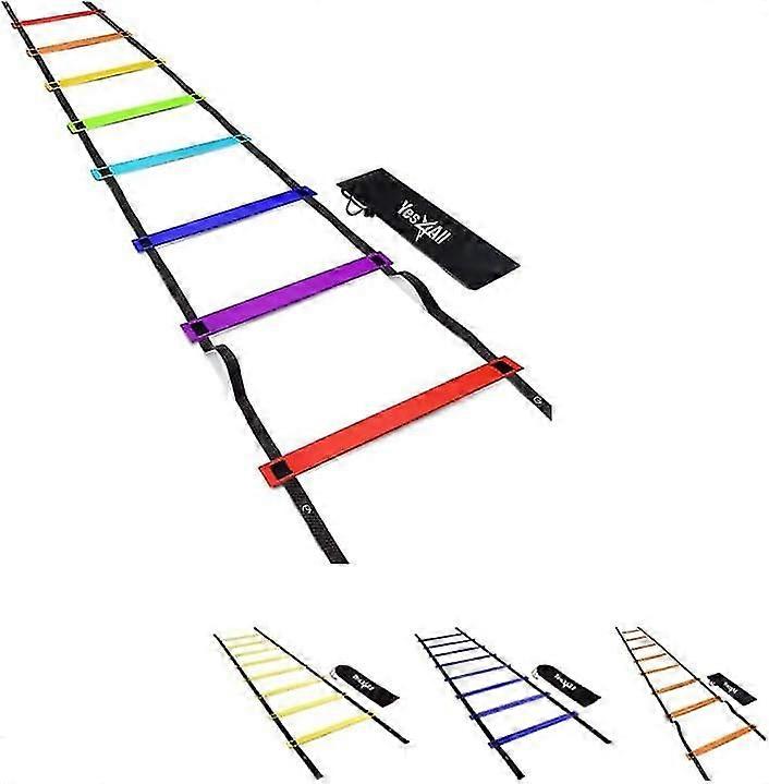 Ultimate Agility Ladder Speed Training Equipment - 8, 12, 20 Rungs With Multi Colors - Speed Ladder For Adults - Included Carry Bag