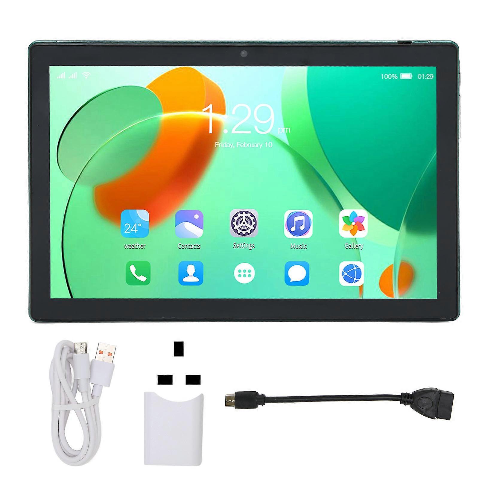 10.1 Inch Green 4G LTE 5G WiFi 8GB RAM 256GB ROM Octa Core CPU 7000mAh Dual Camera Office Tablet