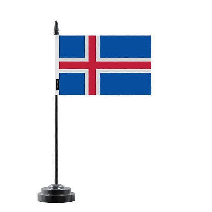 Table Flag - Multicolor - Iceland - 14 x 21 cm - Plastic Pole - Double-Sided Print