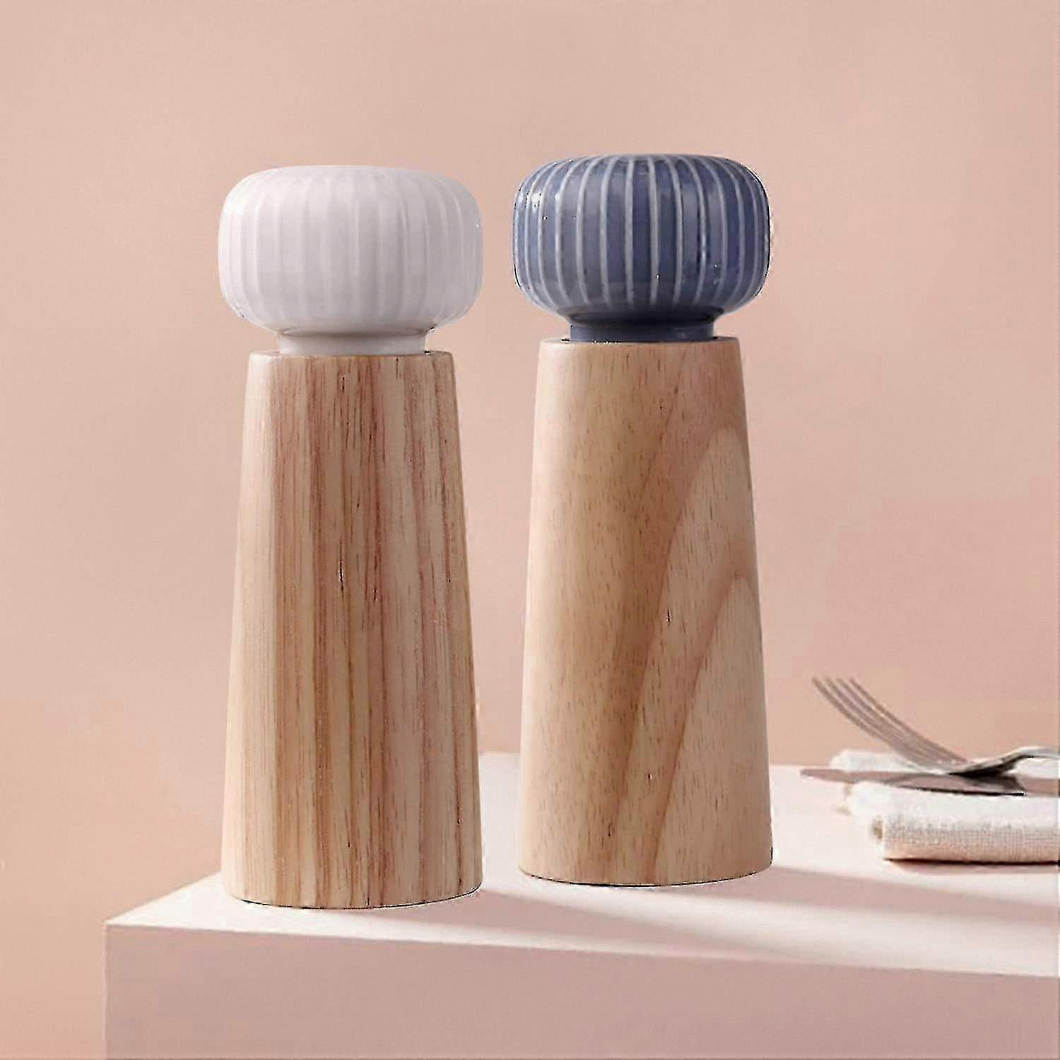 Wooden and Ceramic Salt and Pepper Mill - Adjustable Grind Pepper Shaker Spice Grinder Suitable for a Certain Brand