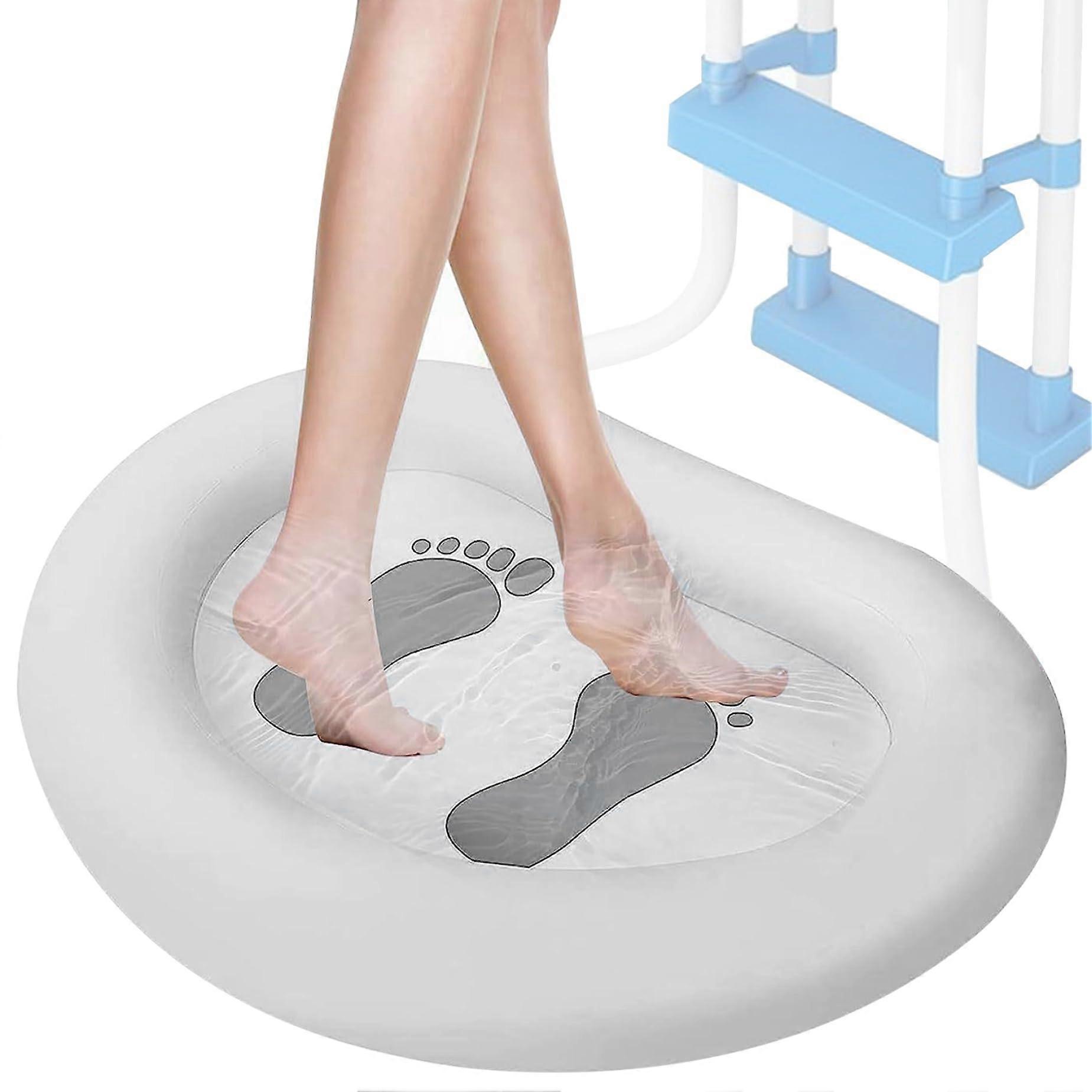 Inflatable Foot Bath for Pool Entry Ladder - Non-Slip Foot Wash Basin, 87.9 x 65.6 x 11.9 cm, Above Ground Spa Accessory