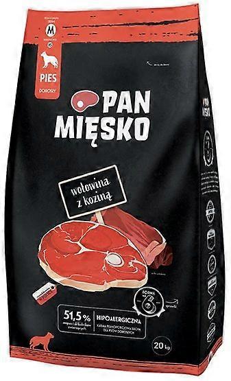 Pan Mięsko Torrfoder för hundar - nöt- och getchips M 20kg