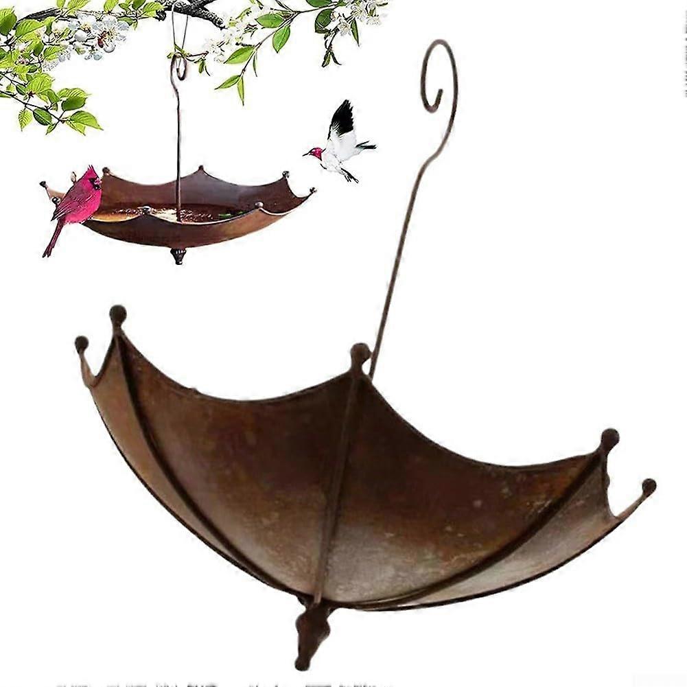 hummingbird feeder tray with metal chain for hanging from umbrella