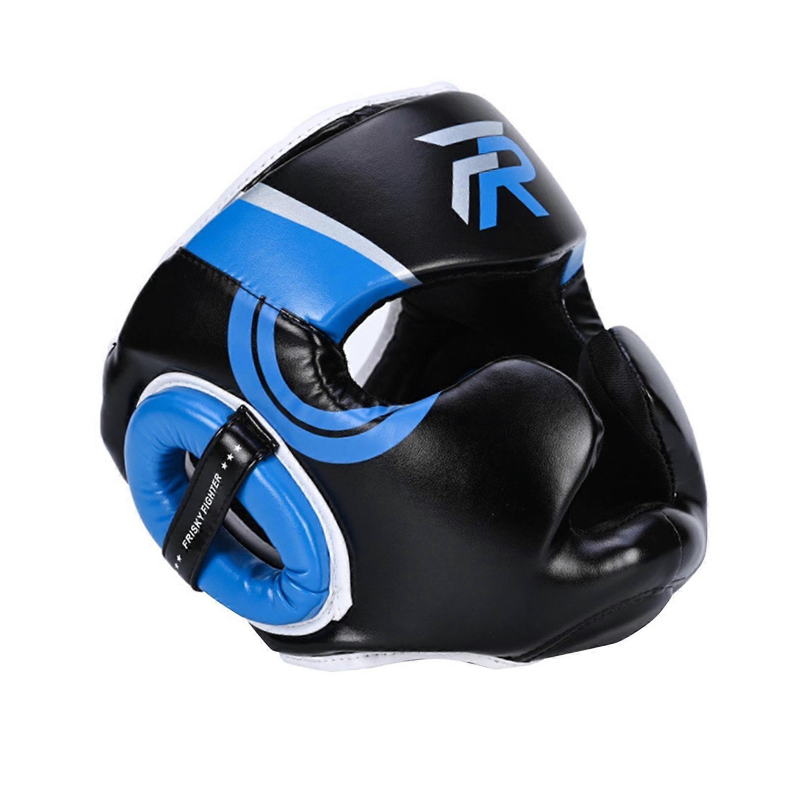 Box headgear, protective equipment, ventilated forehead and ear protection, fullface protection for Muay Thai, boys and girls, blue M