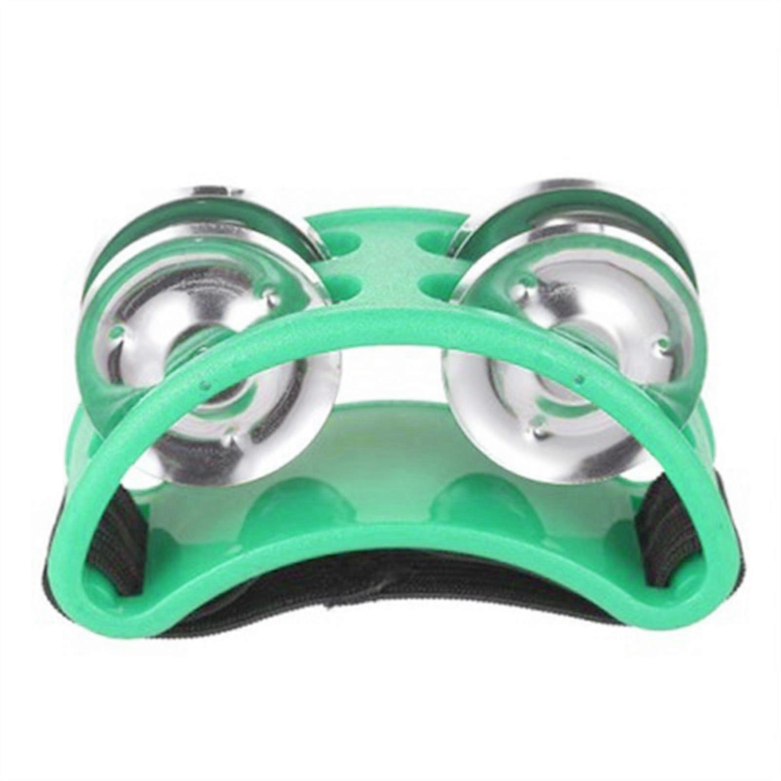 Foot Tambourine with Jingle Bell, Musical Percussion Instruments for Guitar and Drums, Green
