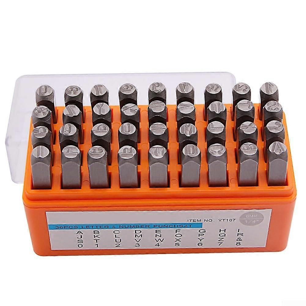 Multipurpose stamp set with letters and numbers, chrome vanadium steel tools for DIY crafts and jewelry making (6 mm)