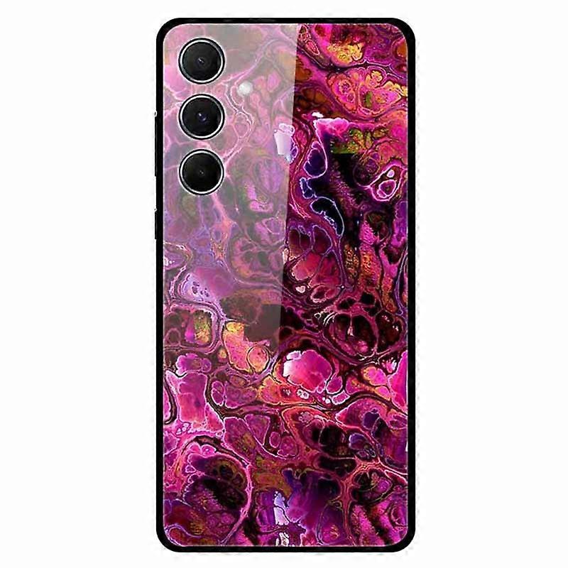 For Samsung Galaxy A55 5G Case Pattern Print Tempered Glass+TPU Anti-fall Cell Phone Cover