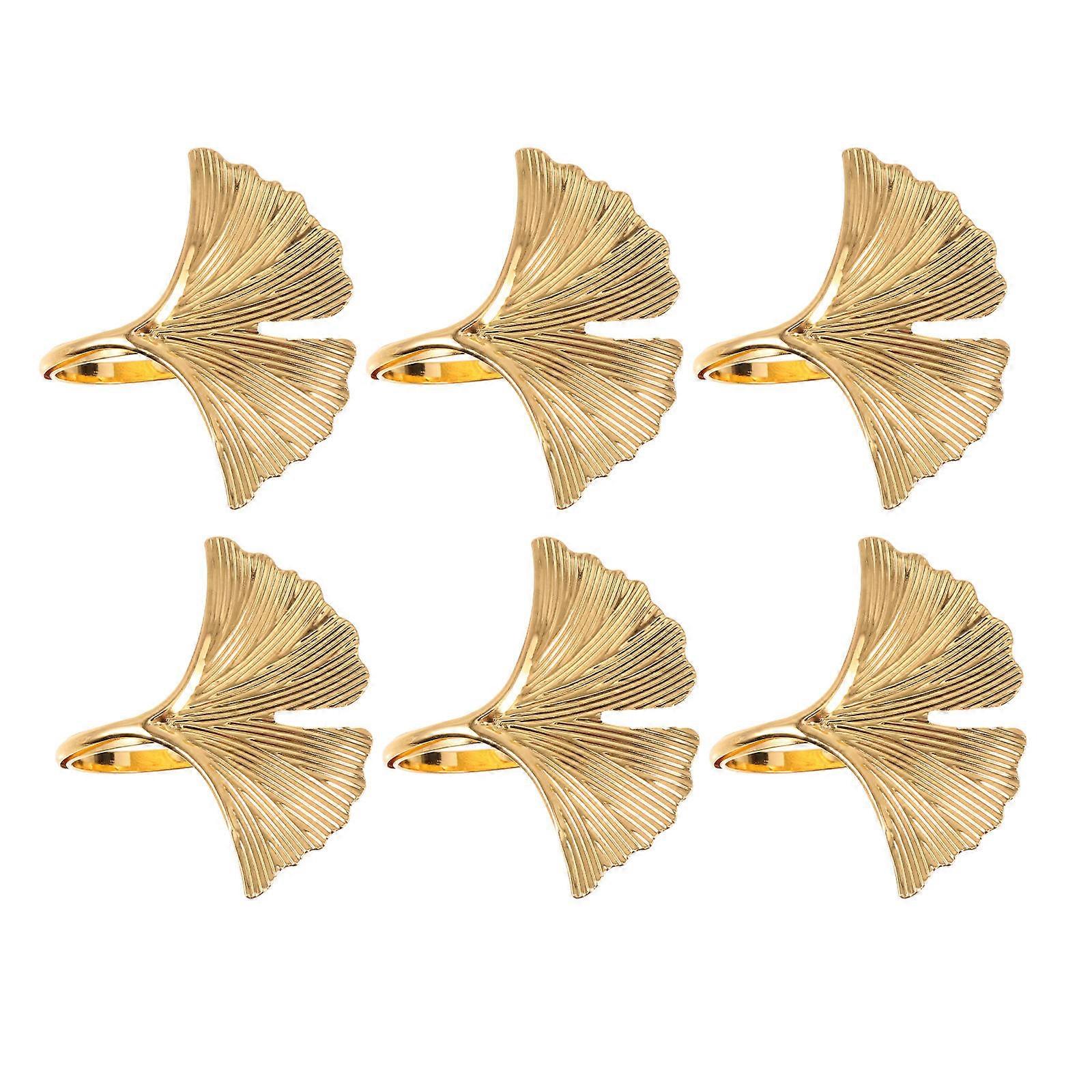 6Pcs Home Table Napkin Rings Leaf Shape Napkin Buckles for Table Ornament
