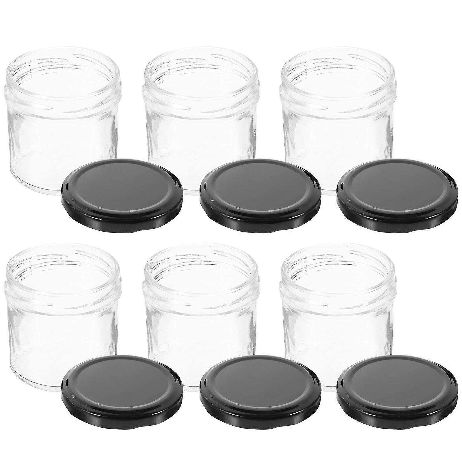 Kitchen Glass Jar Cylindrical Shape Sealing Function 6Pcs