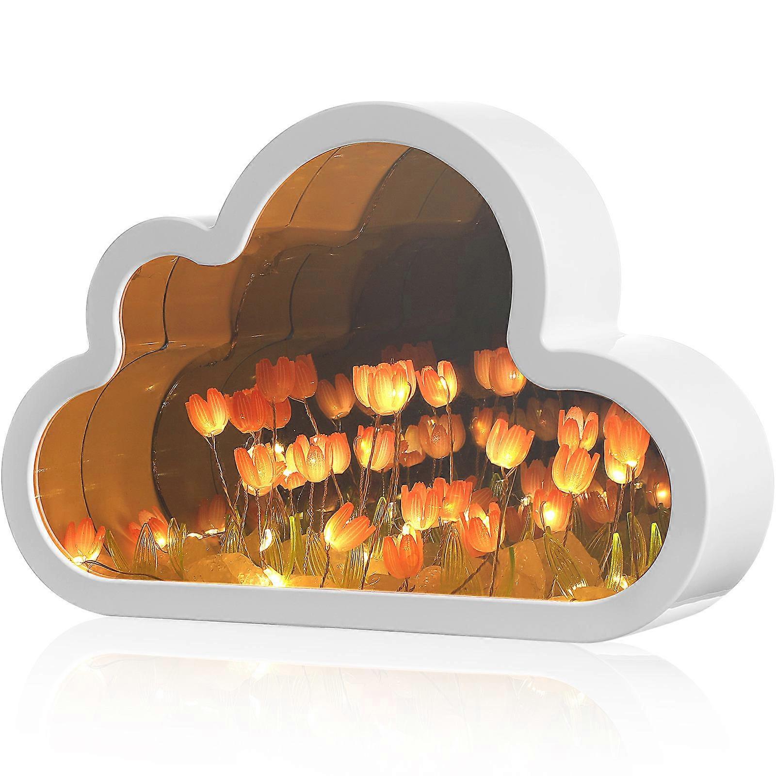 Light Cottagecore Decor Tulip Shape Elegant Design Plastic Mirror Reflection 1 Set