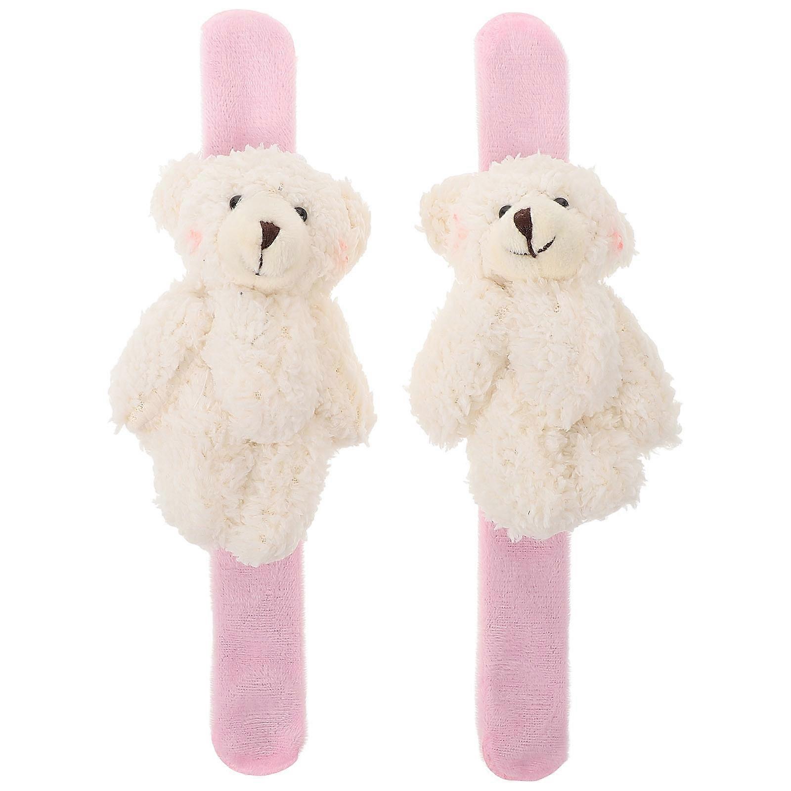Plush Animal Slap Bracelets Adorable Cartoon Bear Wristbands for Adults, Lightweight Comfortable Snap Bands Easy to Wear