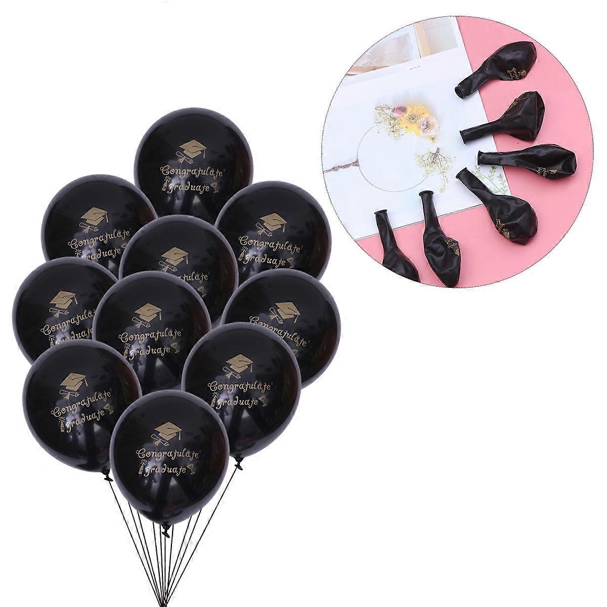 Balloons Graduation Set Black Student Party Decorations Printing Decoration 10Pack