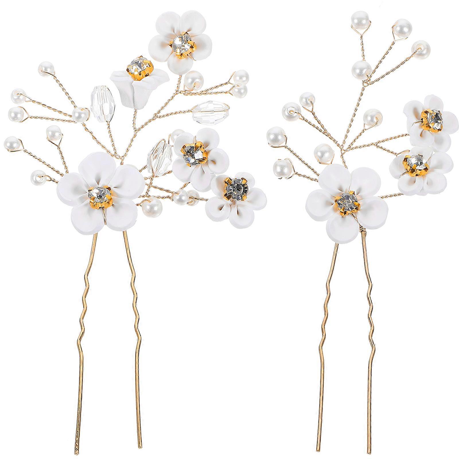 Here's a polished and professional product description based on your input:
**2pcs Bridal Hair Clips with Shiny Rhinestone & Pearl – Elegant