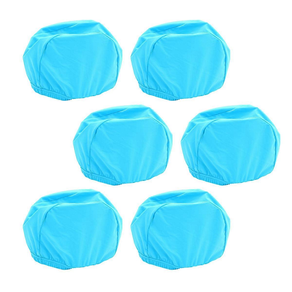 Fabric Swim Cap Stretchable Polyester Swimming Hat Unisex Adult Waterproof Quick Dry 6Pcs