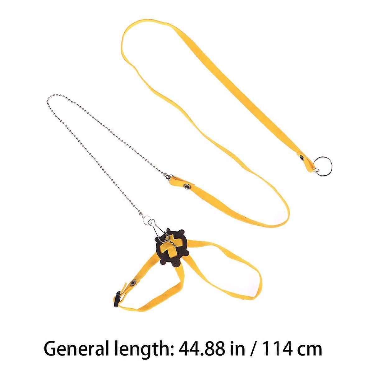 Reptile Leash Pet Harness Adjustable Outdoor Training Strap Lizard Turtle Yellow 1Set