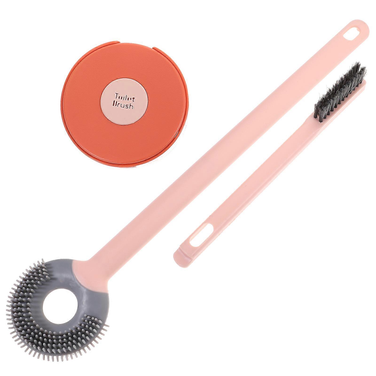 Toilet Bowl Brush And Holder Deep Cleaning Bathroom Accessory 30X9X4.2CM Pink Practical Design 1 Set