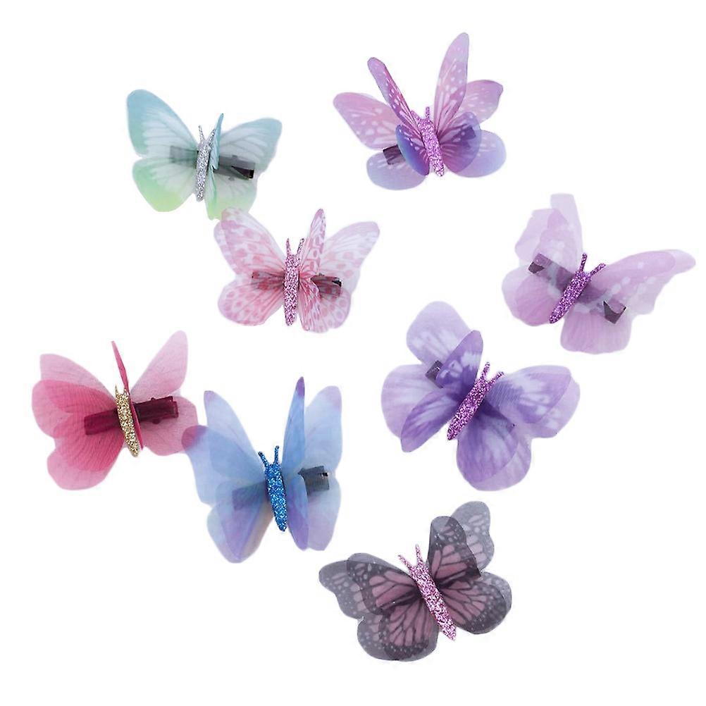 Colorful Double Butterfly Hair Clips 16pcs Set Delicate Stereoscopic Design Bobby Pins for Party, Wedding, and Festival Random Colors Assortment