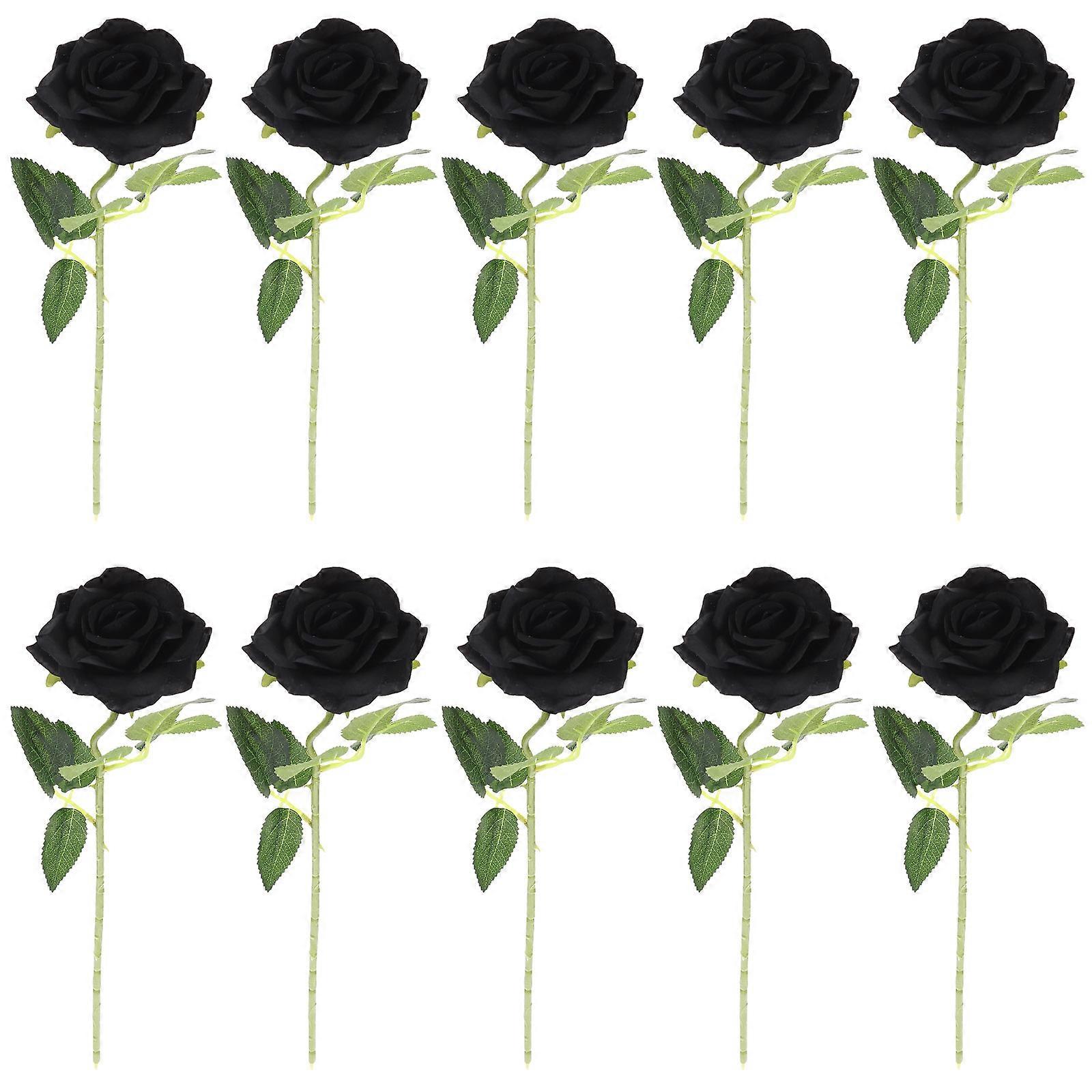Halloween Decoration Black Rose Artificial 38CM 10Pcs
