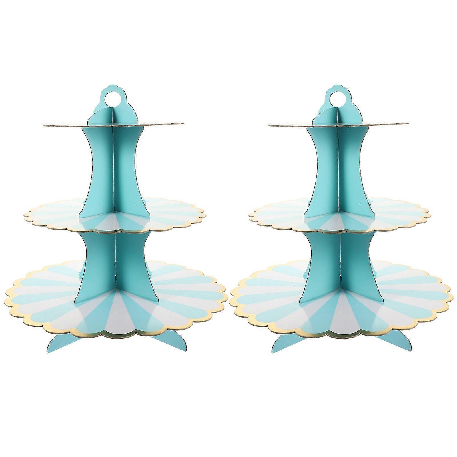 2pcs Adorable Cupcake Display Stand Multi-layer Cake Holder Reusable Festival Party Cake Serving Tray