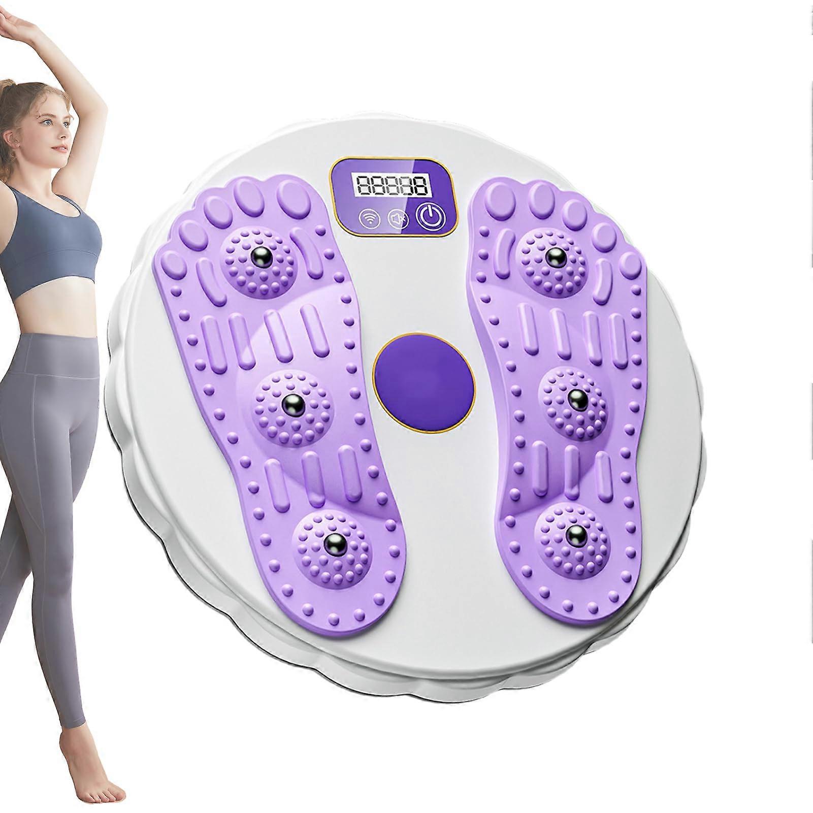 Abs Twist Board, Disc Twist Exercise Board Compact for Slimming Workout, Counting Display Foot Massage, Purple
