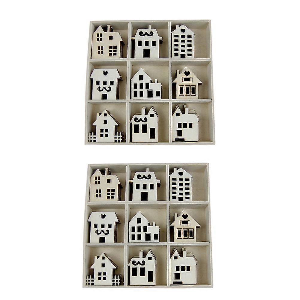 Wood Blanks Smooth Surface House Shaped Wood Pieces Diy Handmade Slices Kids 2x11.5x11.5cm 2 Sets