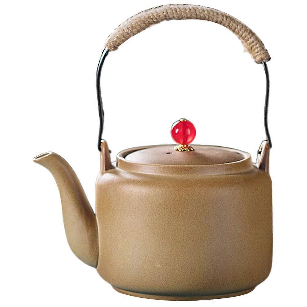 Khaki Pottery Tea Kettle Household Tea Pot for Boiling