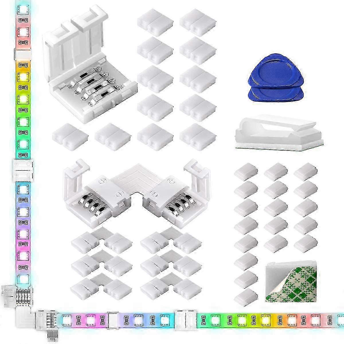 4 Pin RGB LED Light Strip Connectors, Gapless and L Shape Connectors