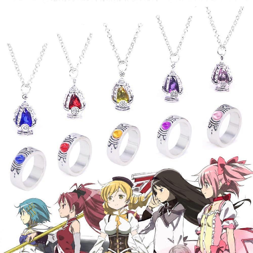 魔法少女まどか☆マギカネックレスリング 女の子のジュエリーペンダント ファンの女の子のためのコスプレアクセサリー ギフトデコレーション メタル